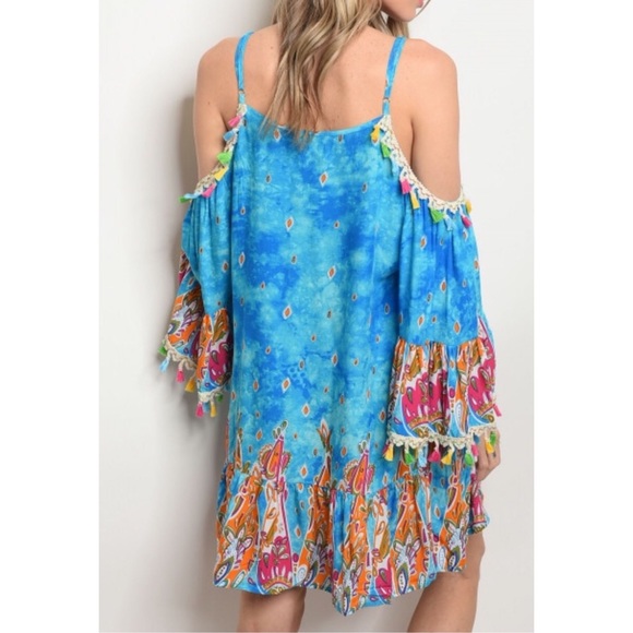 Last 1 Small! Cold Shoulder Boho Chic Dress - Picture 3 of 3